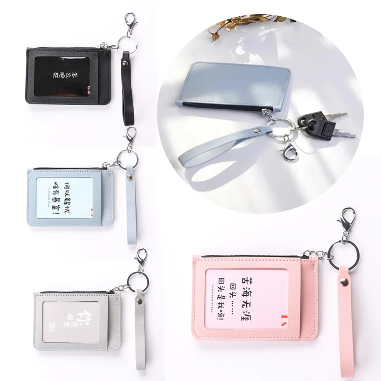 Girls Women Lanyard Cards Holder /EZ Link Card Holder/ Business ID Cardholder Coins Wallet With Zipper