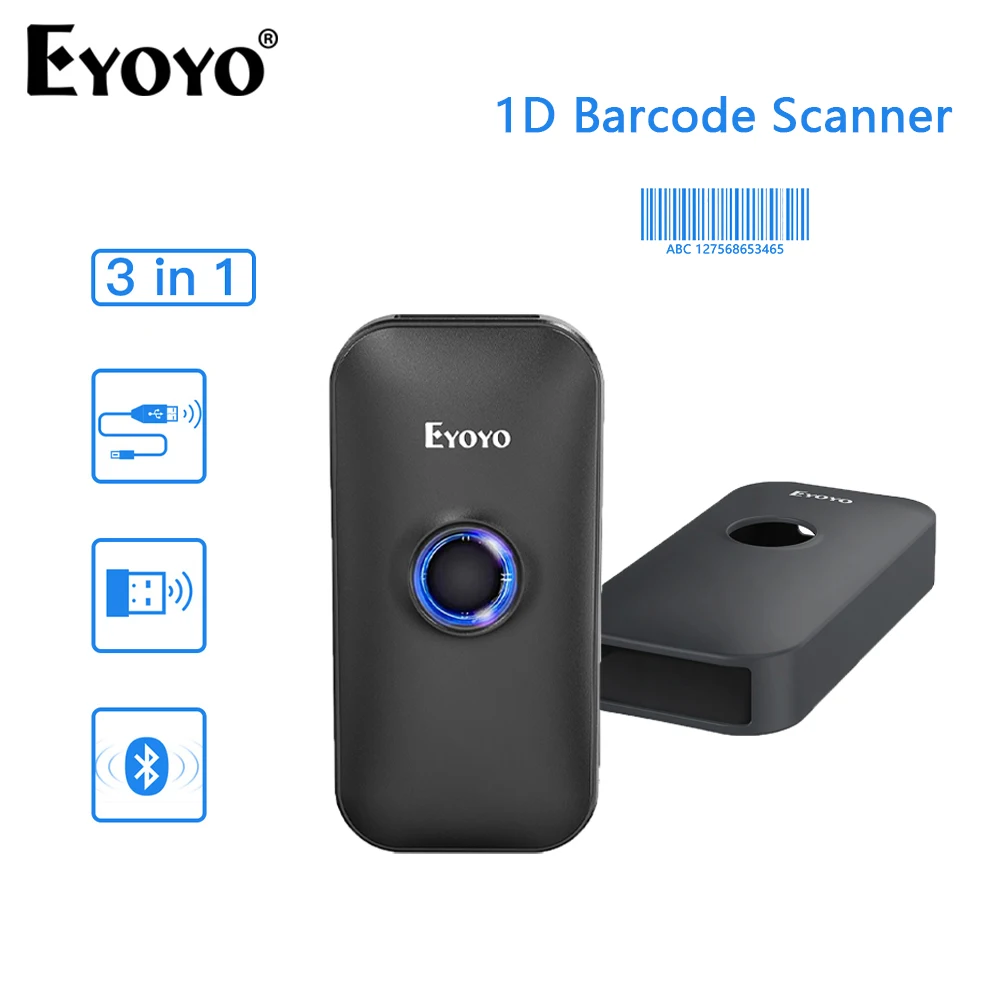 

Портативный сканер штрих-кода Eyoyo, Bluetooth, 1D, USB, проводной и беспроводной, 2,4 ГГц