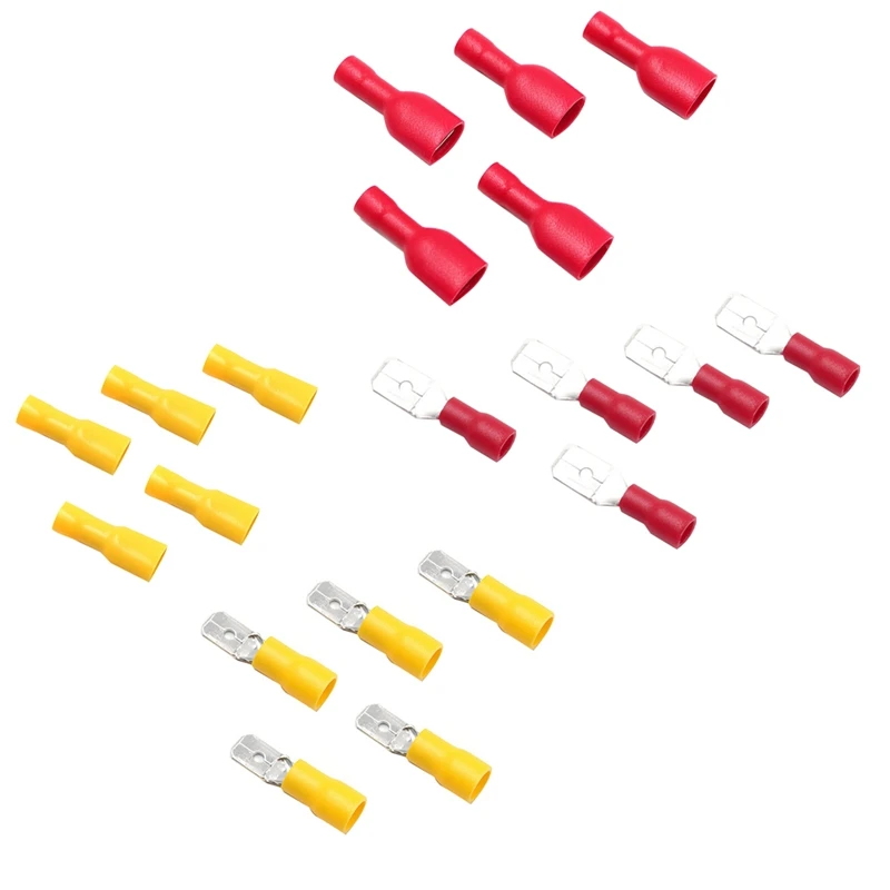 

AT35 200PCS FDD/MDD 6.3Mm Terminal Female Male Spade Insulated Electrical Crimp Terminal Connectors Wiring Cable Plug