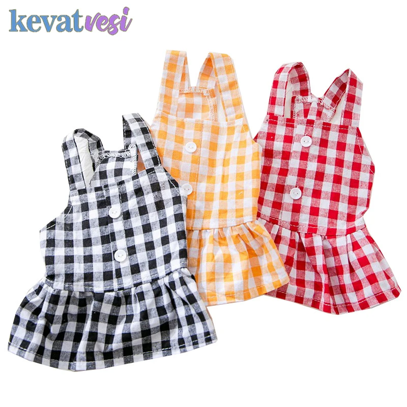 

Cute Plaid Dog Clothes Summer Suspender Dresses Thin Breathble Dog Shirt Dresspuppy Clothes for Small Dogs Cat Pet Apparel S-XXL