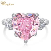 wong rain 925 sterling silver 1212 mm heart cut created moissanite pink sapphire gemstone wedding engagement rings fine jewelry