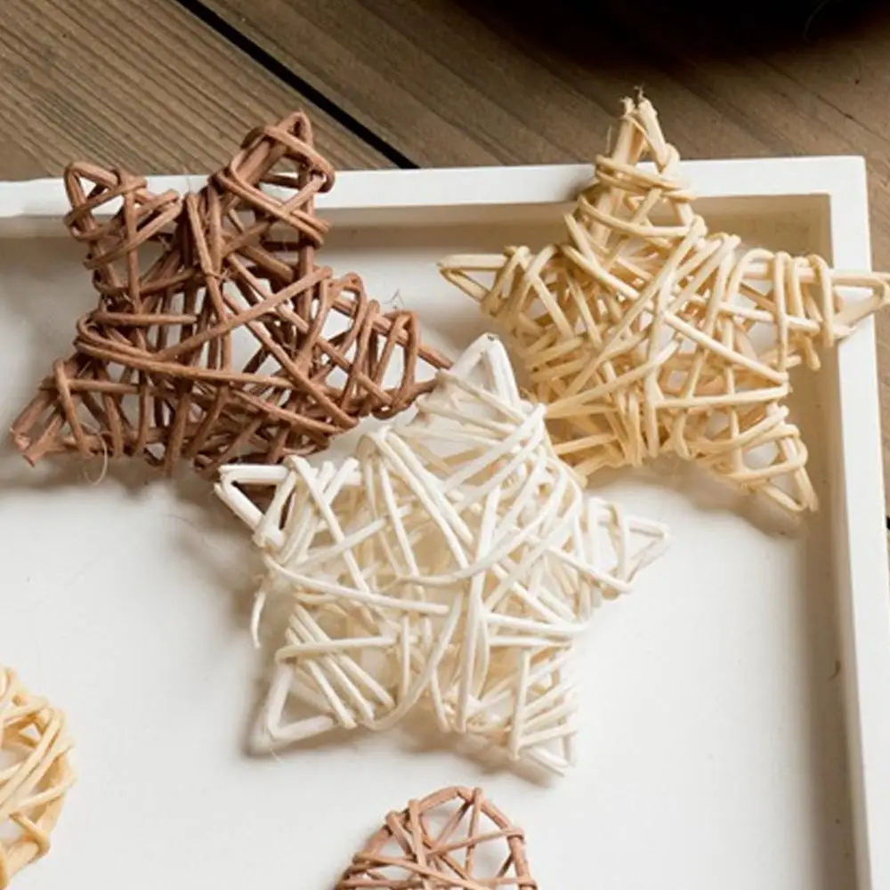 

Artificial Rattan Star Heart Straw Ornament Pendant Photogragh Background for Wedding Home Christmas Decoration Photo Props