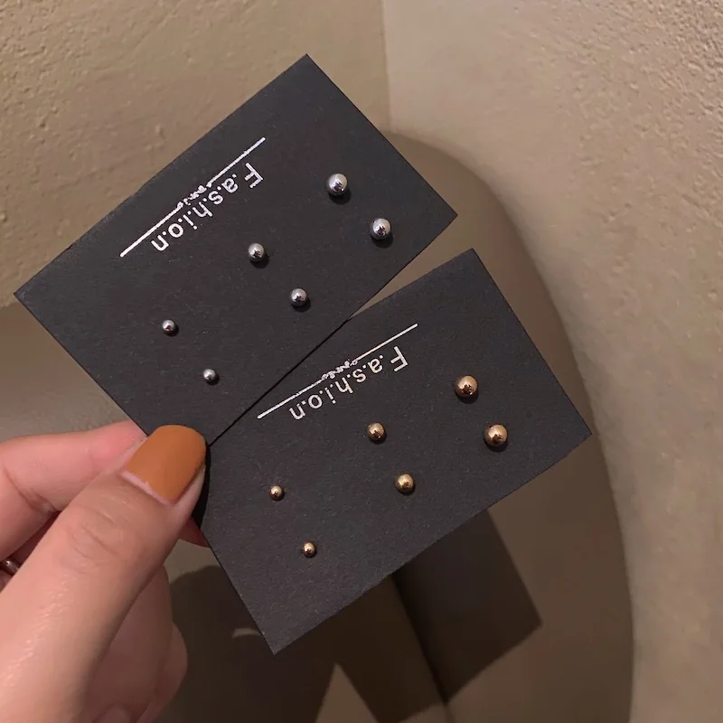 Женские серьги-гвоздики с шариками, 3/4/5 мм