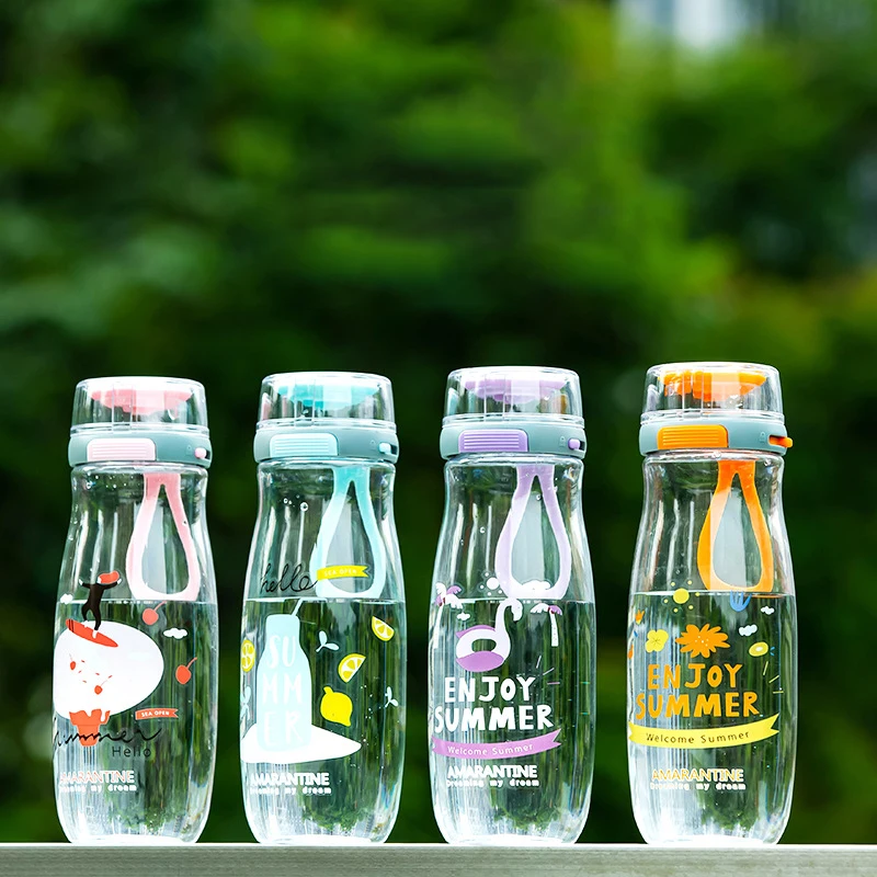 

500ml Cute Plastic Water Bottle for Girl Portable Cup Outdoor Sports Juice Cup Kitchen Drinkware Couple Mug Wholesale Items