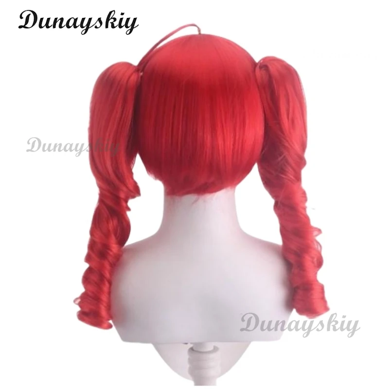 Парик для косплея виртуального Idol Teto Красный конский хвост длинные вьющиеся