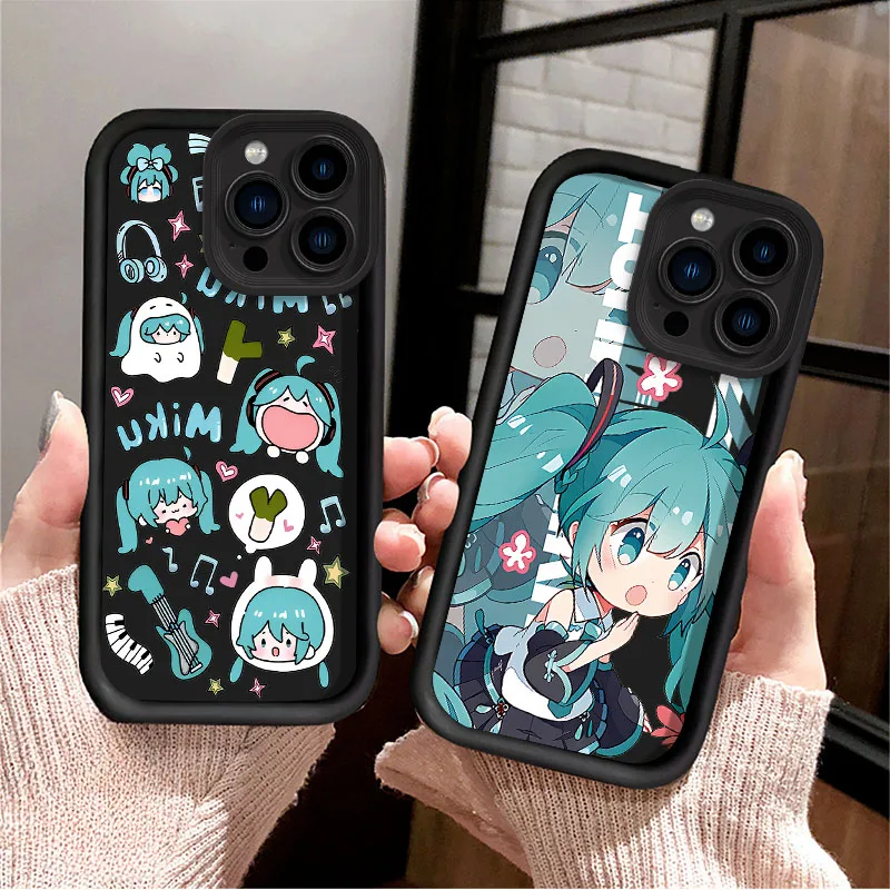 Фото Милый чехол H-Hatsunes M-Miku для iPhone 17 Air 16 16E 15 14 13 12 11 Pro Max X XS X S Max XR SE 2020 SE4 7 8 Мягкий силиконовый чехол №2