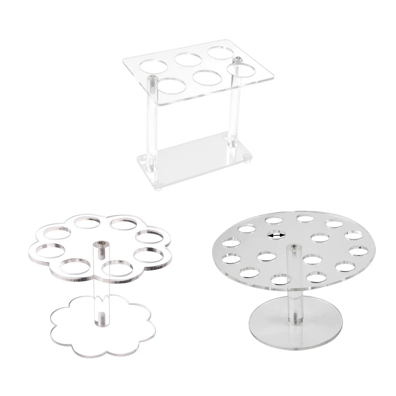 

D0AD Transparent Ice Cream Cone Acrylic Holder Durable Ice Cream Holder 6/8/16 Holes Sushi Display Stand for Birthday Party