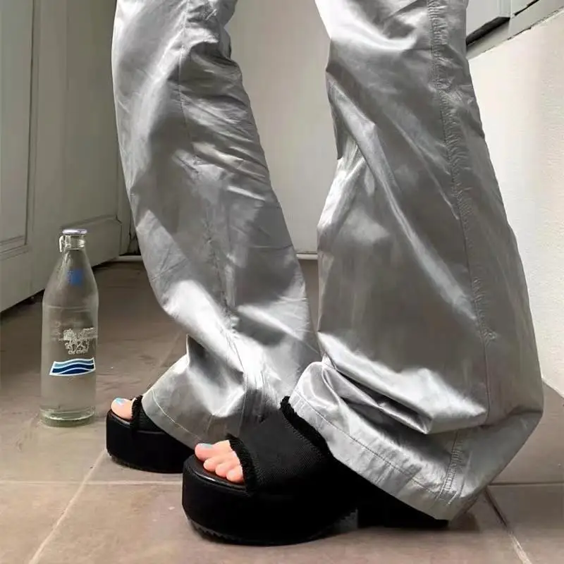 New Arrival Women's sandalen Denim Platform Slippers with Comfortable Middle Heel for Summer 2023