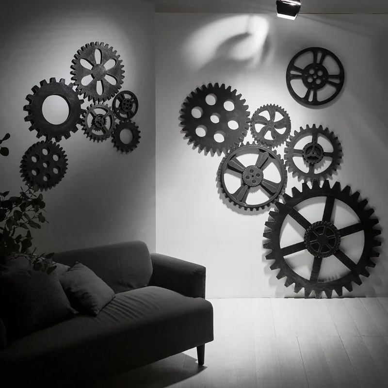 

Gear Wall Decor Retro Industrial Wind European Home Bar BBQ Cofe Art Wall Hanging Decoration High Density Wood Board Gear