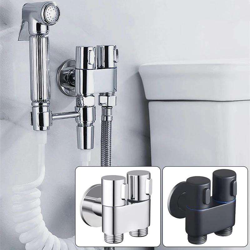 

G1/2 Three-way Filling Angle Valve Bathroom Toilet Bidet Cleaning Sprayer Tool Part Wall Mount One Into Two Out Water Controller