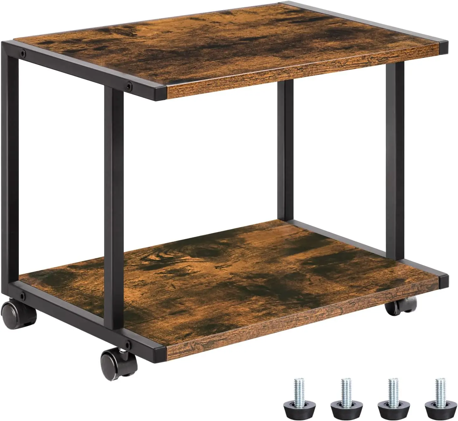 

HOOBRO Printer Table 2-Tier Industrial Printer Cart with Storage Printer Stand with Adjustable Feet and Lockable Wheels Brown