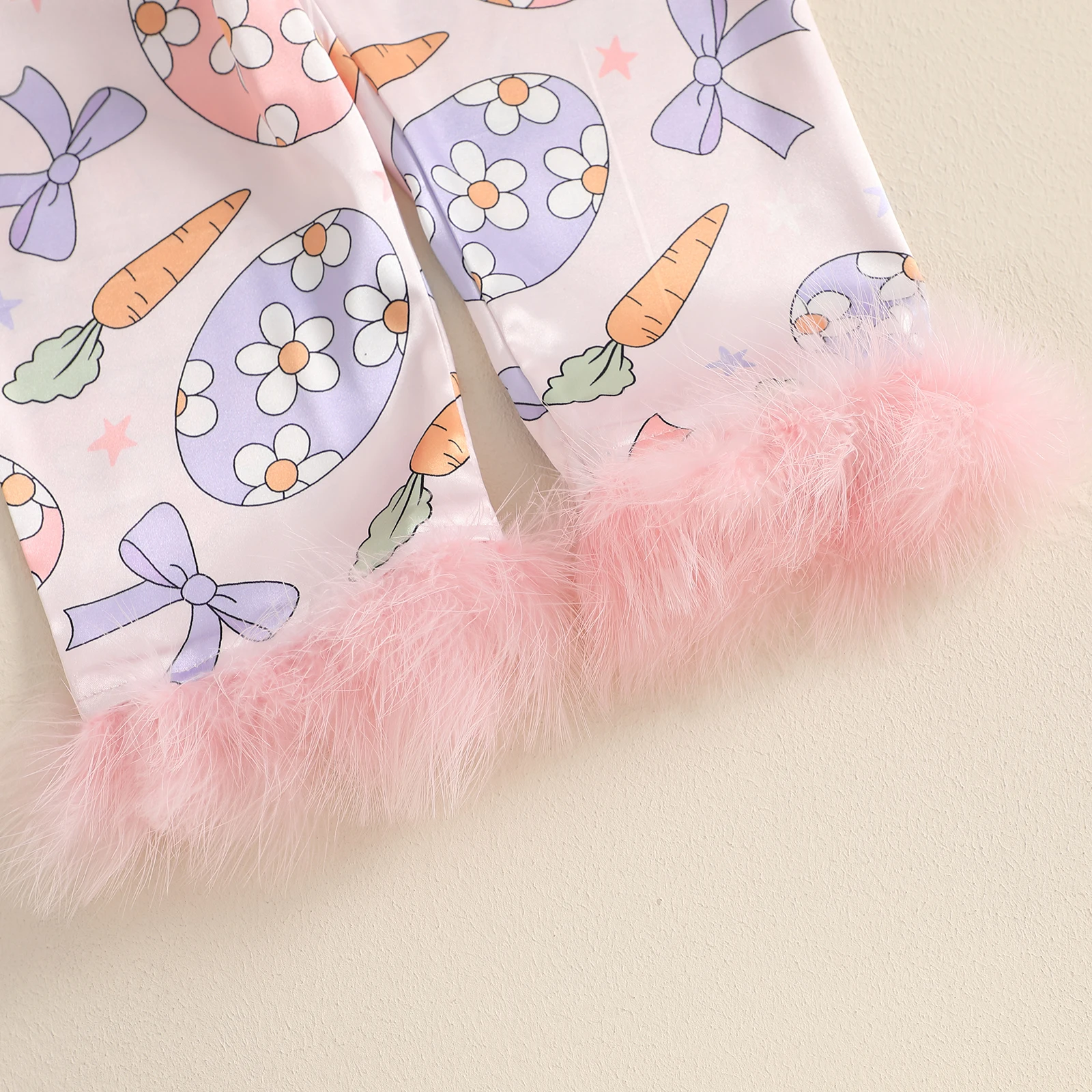 Пасхальные пижамы для маленьких девочек манжеты с перьями яйцо бант принт