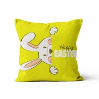 suede nap cushion cover easter cartoon bunny egg throw pillow cover for sofa office waist back pillowcase home decorative