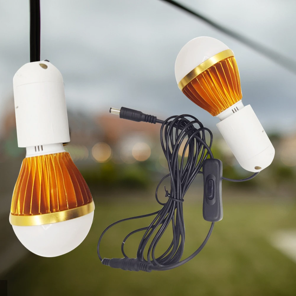 12V 5W Tent Lighting Lamp with Switch Button Book Reading Night Light Eco-friendly Multifunctional for Fishing Outdoor Lighting