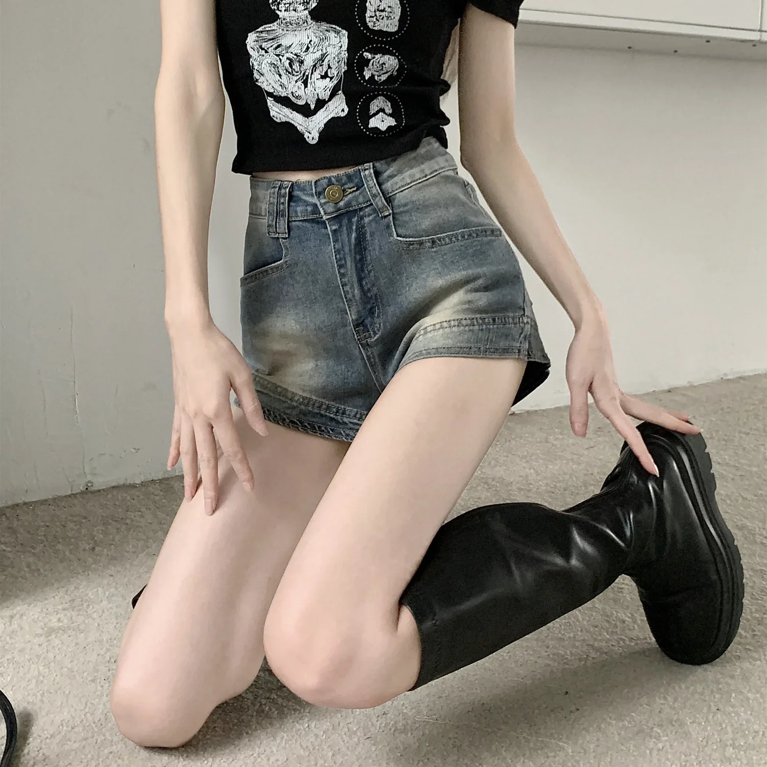 Женские джинсовые шорты винтажные летние женские короткие брюки с высокой
