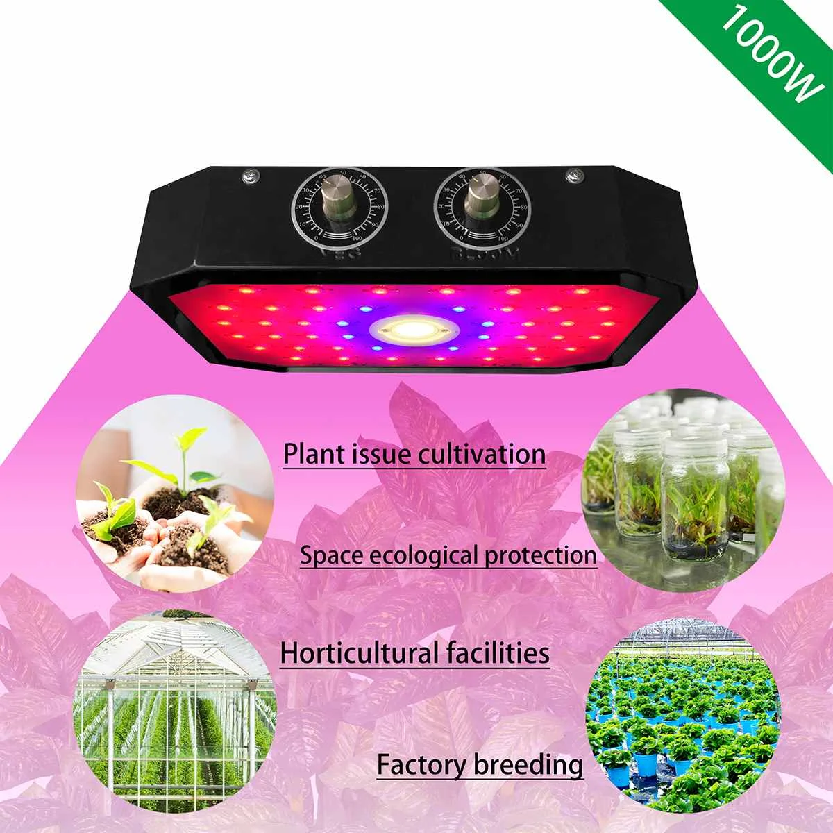 

1200W LED Grow Light Panel Full Spectrum Phyto Lamp AC85-265V Adjustable Thermometer For Indoor Grow Tent Plants Growth Light