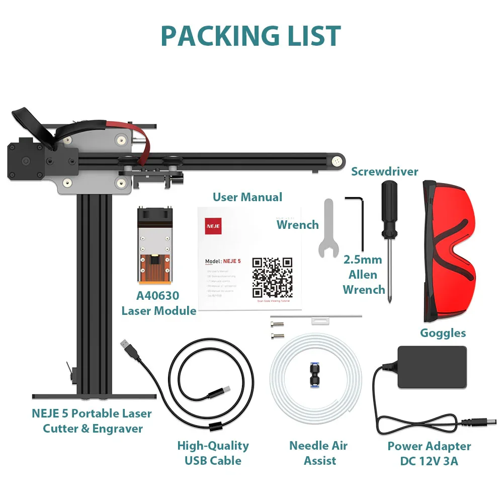 

NEJE 5, беспроводной портативный лазерный резак/гравер с лазерным модулем A40630 для дерева, кожи, акрила, портативная лазерная гравировка