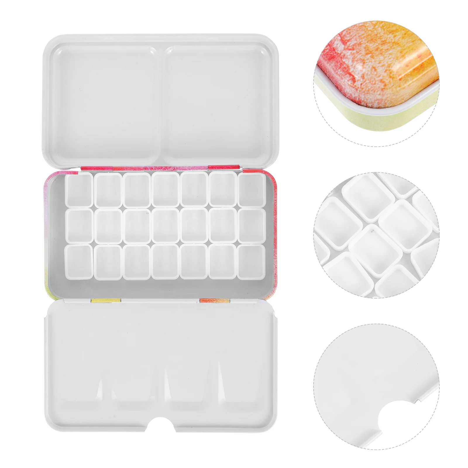 

White Set Oil Palette Ink Cartridge Palettes Case Plastic Pan Oil Watercolor Artist Student Portable