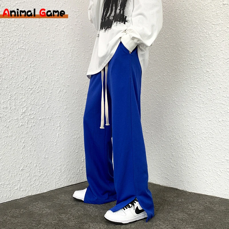 

High Street Trousers for Men Sweatpants Lace-up Pants Large Size Joggers Man Men's Sports Male Stacked Women Casual Mens
