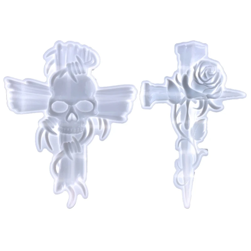 

Silicone Rose Skull Crossed Wall-mounted Semi-stereoscopic Mold DIY Ornaments