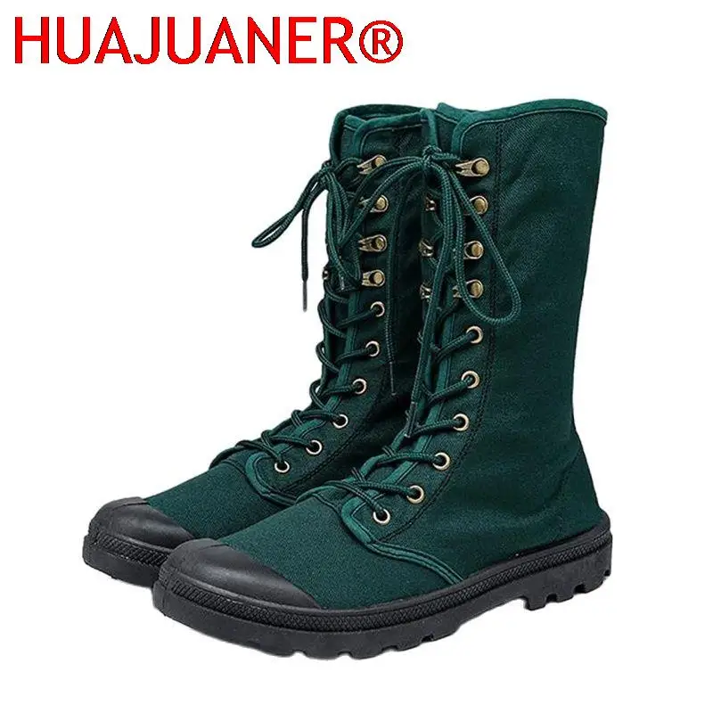 

Мужские текстильные ботинки, повседневная обувь, до середины икры, на шнуровке, военные тактические удобные кроссовки, весна