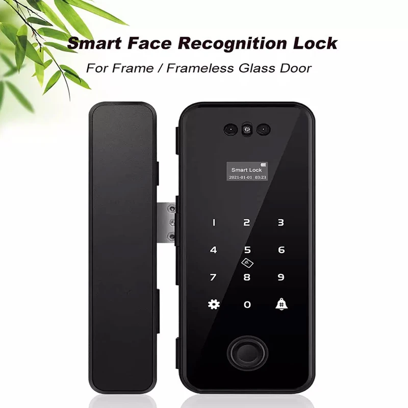 3D Face Recognition Glass Door Lock Biometric Tuya App Remote Unlock WiFi Smart Fingerprint | Facial