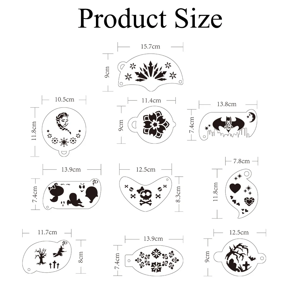 Bowitzki 6 шт. многоразовые трафареты для рисования лица боди-арта рождественской