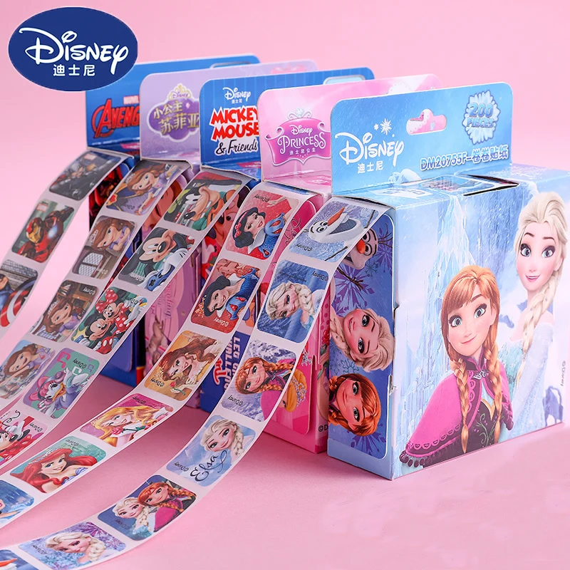 200Pcs/Box Frozen Princess Stickers Removable Cartoon Mickey Minnie Mouse Sofia Sticker Kids Girl Children Teacher Reward Toys