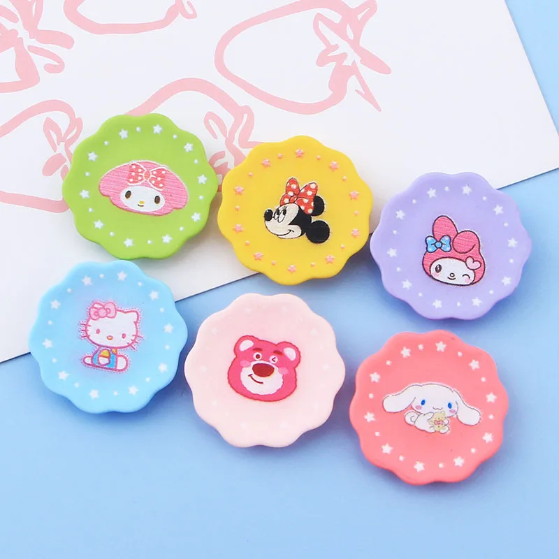 

10Pcs/set Sanrios Hellokittys Mymelody Cinnamoroll cartoon small plate Handmade Material Hairpin DIY Resin Accessories