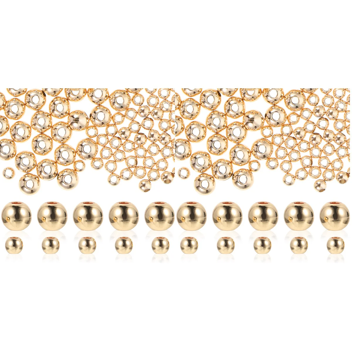 

400 pcs Bracelets DIY Copper Beads Smooth Spacer Beads Metal Loose Beads for DIY