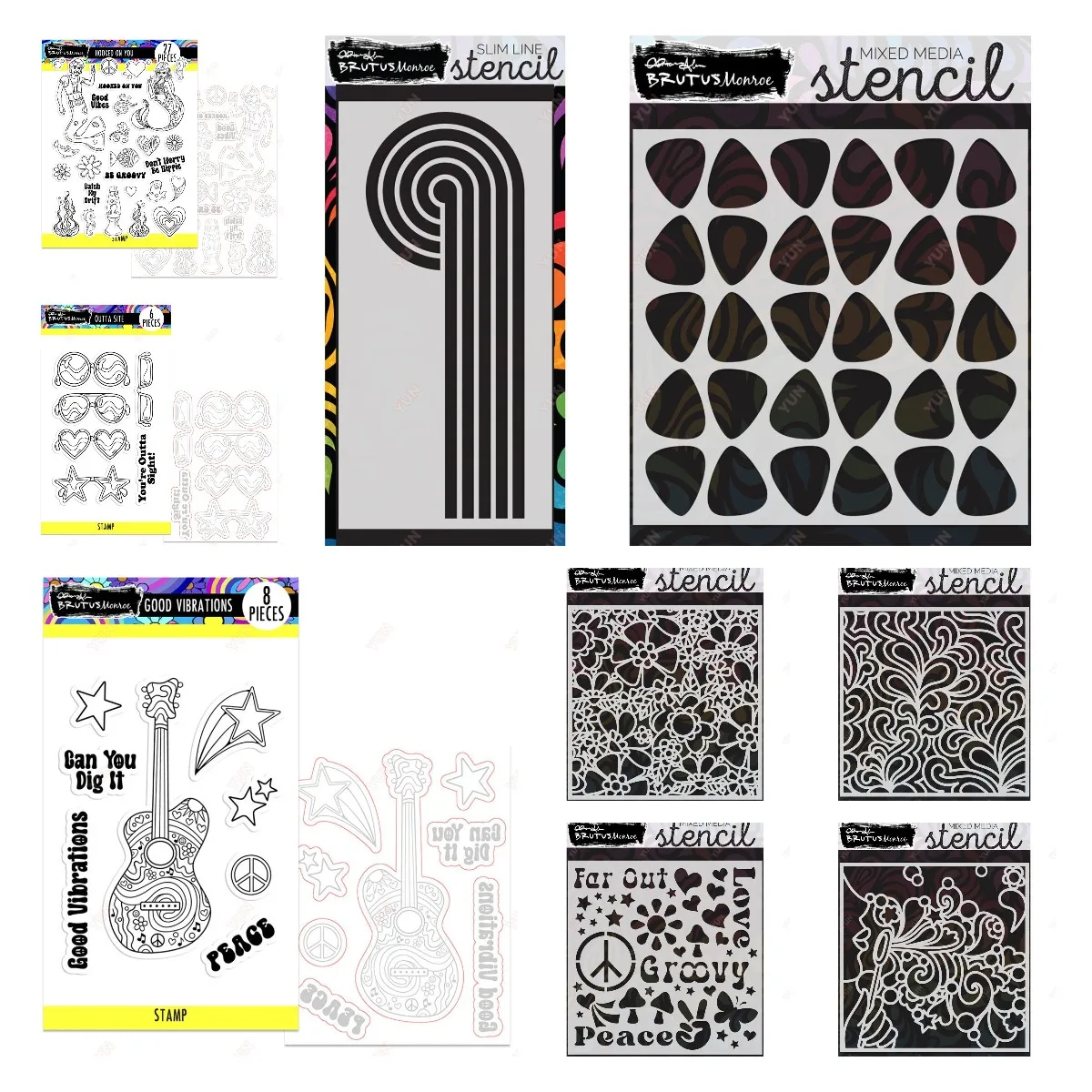 

Funky Fun Guitar Metal Cutting Dies Stamps Stencil Set DIY Scrapbook Crafts Decoration Groovy Bubbles