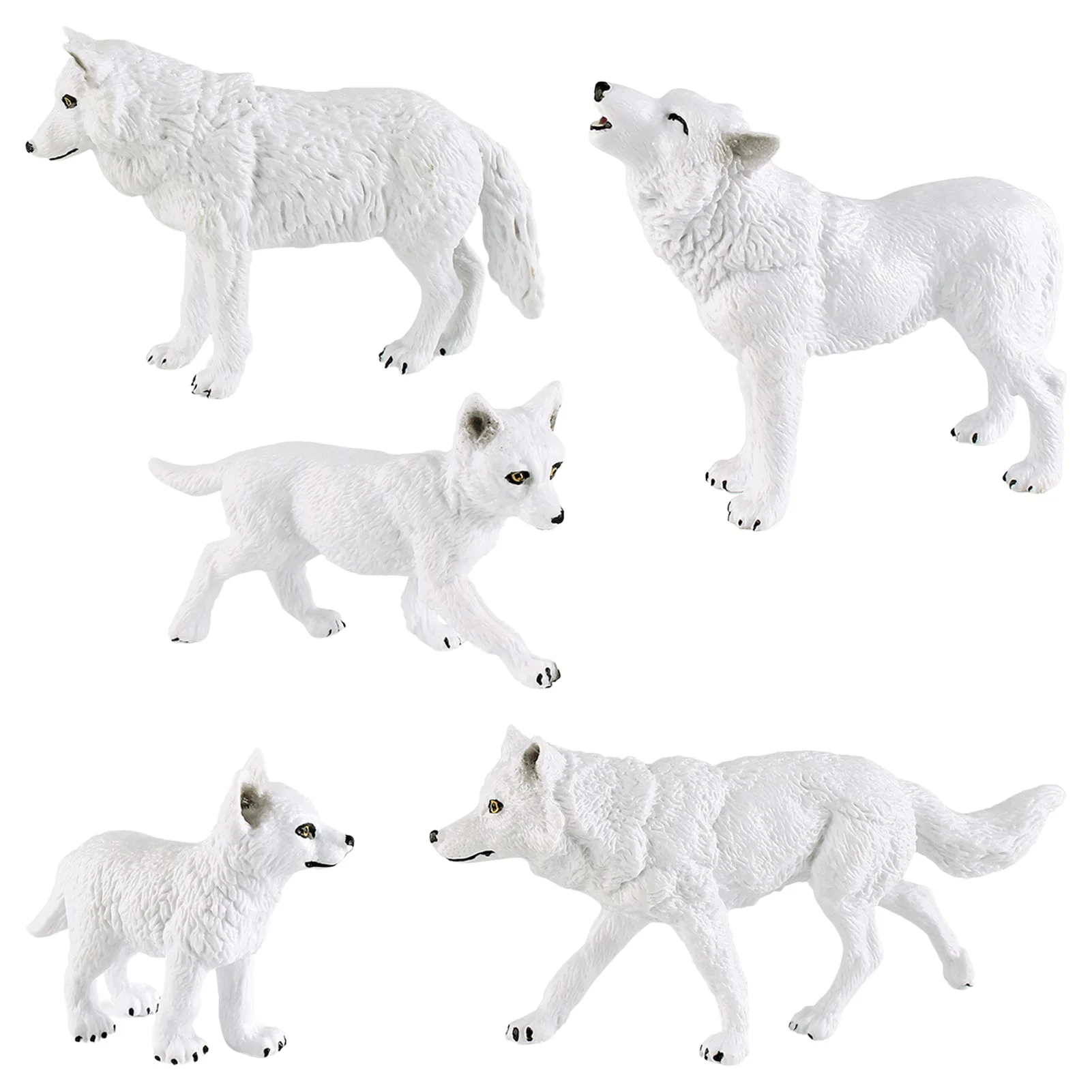 

5 Pieces Wolf Toy Figurines Set Wolf Statue Toy Animals Miniature Toys For Boys And Girls Realistic Wolf Toy Playset For Kids