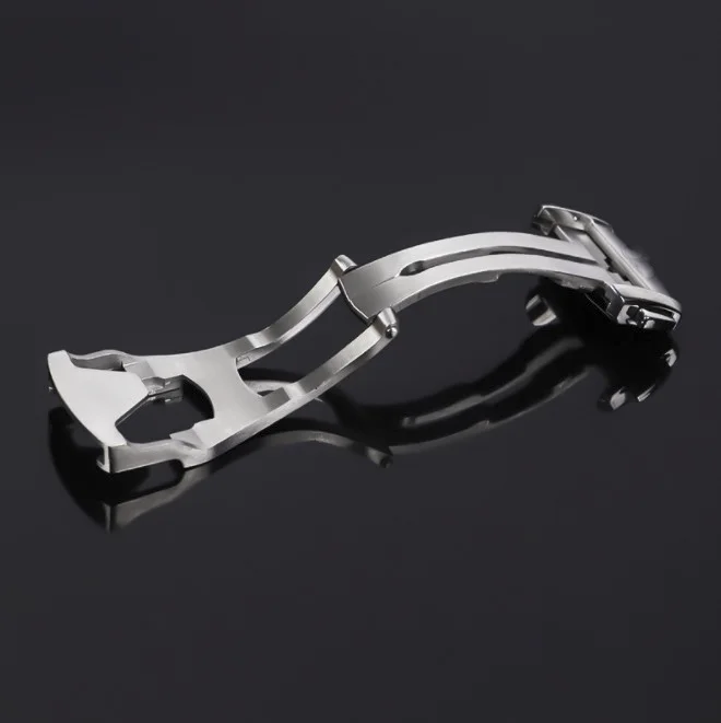 18MM STEEL LEATHER STRAP BAND DEPLOYMENT BUCKLE CLASP FOR OMEGA SPEEDMASTER