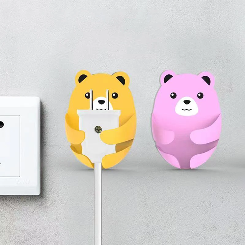 

4Pcs Powerful traceless cartoon plug hook kitchen bear plug storage hook Home Wall Stickers Heavy Duty Hooks Hot