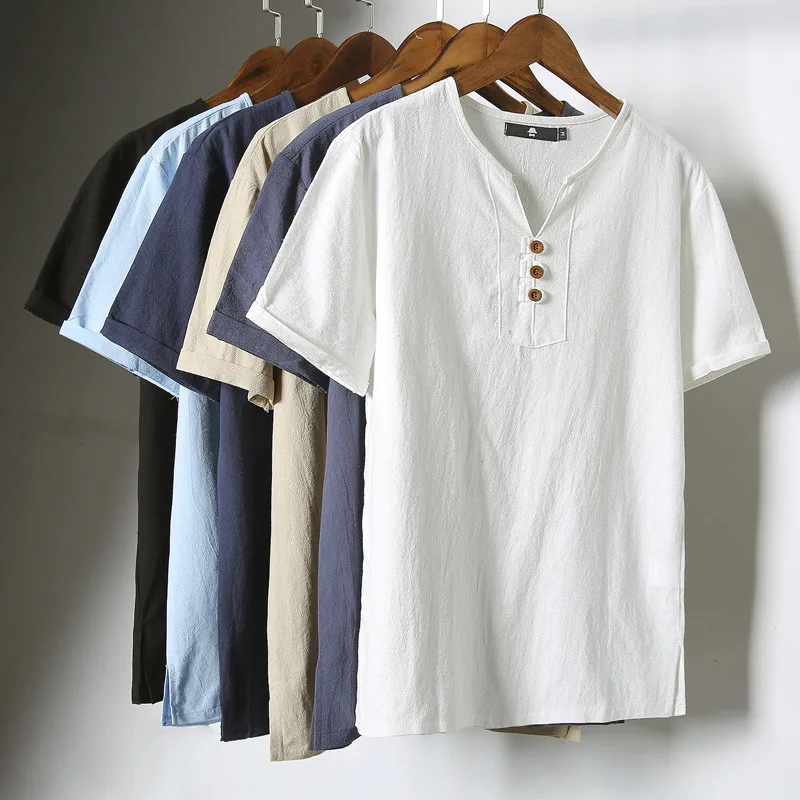 

7273-Summer new men's short-sleeved T-shirt Personality button Clothes men's shirt T-shirt