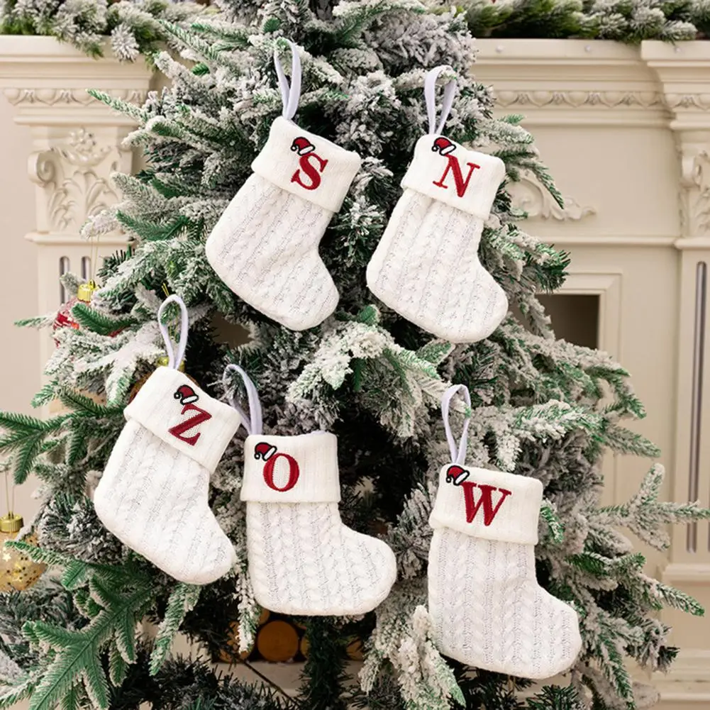 Christmas Stocking with Letters Easy to Hang Eye-catching Festive Tree Decor Gift Holder Christmas Stocking