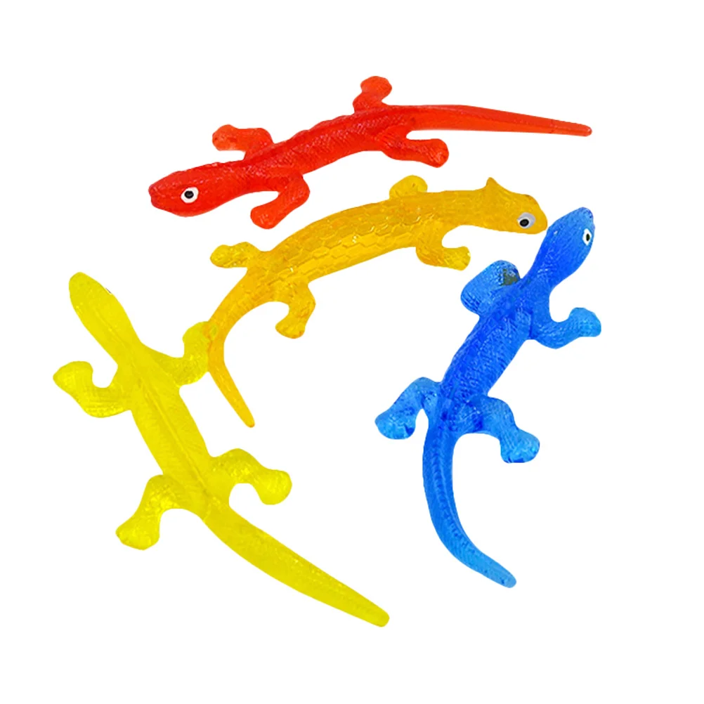 

4 Pcs Vent Lizard Birthday Party Toys Rubber Kid Prizes Favors Stretchy Anxiety Elasticity Relief Squeeze