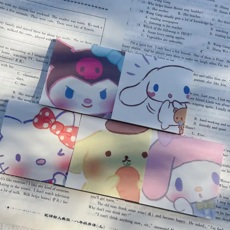 

Kawaii Sanrios Cartoon Stationery Sticky Note Anime Kuromi Hellokitty Mymelody Cinnamoroll Cute Student Marker Note Sticker Gift