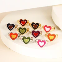 2021 jewelry gifts women double layer love heart dripping oil ring