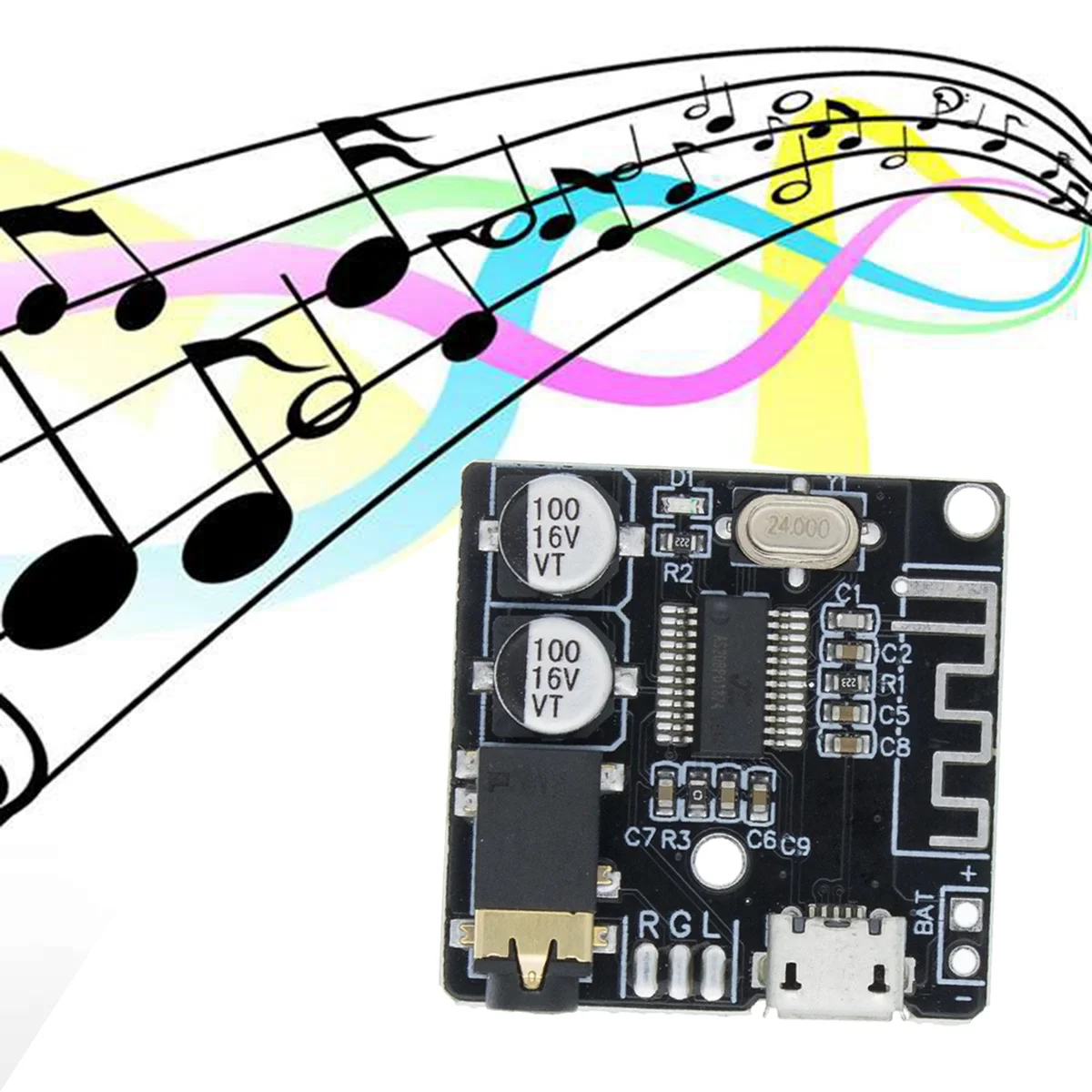 

Аудиоприемник BT5.0 + комплект аудиокабеля один-два MP3 Bluetooth декодер без потерь для автомобильного динамика аудио усилитель плата модуль