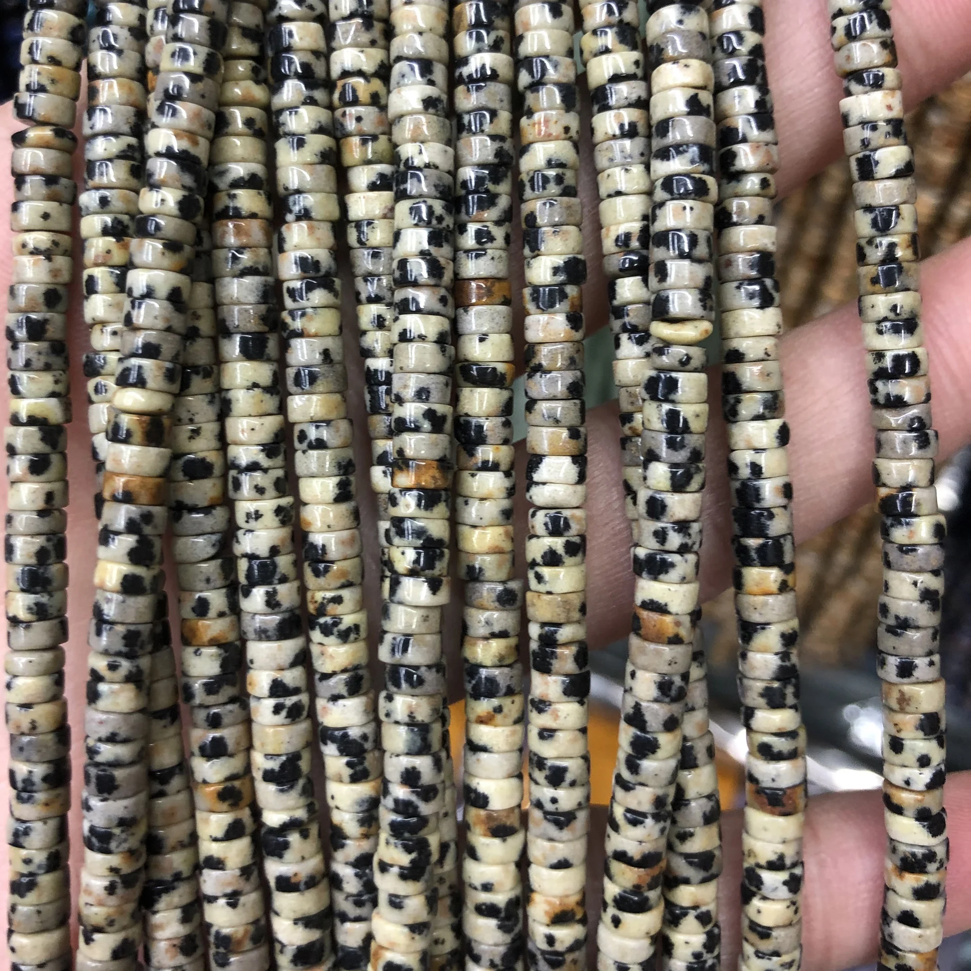

2x4mm Dalmation Jasper Beads Natural Stone Beads Rondelle Beads 15''