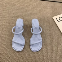 2022 summer open toe women slipper fashion female outdoor thick heel sandal slip on beach slides sexy pumps shoes for women