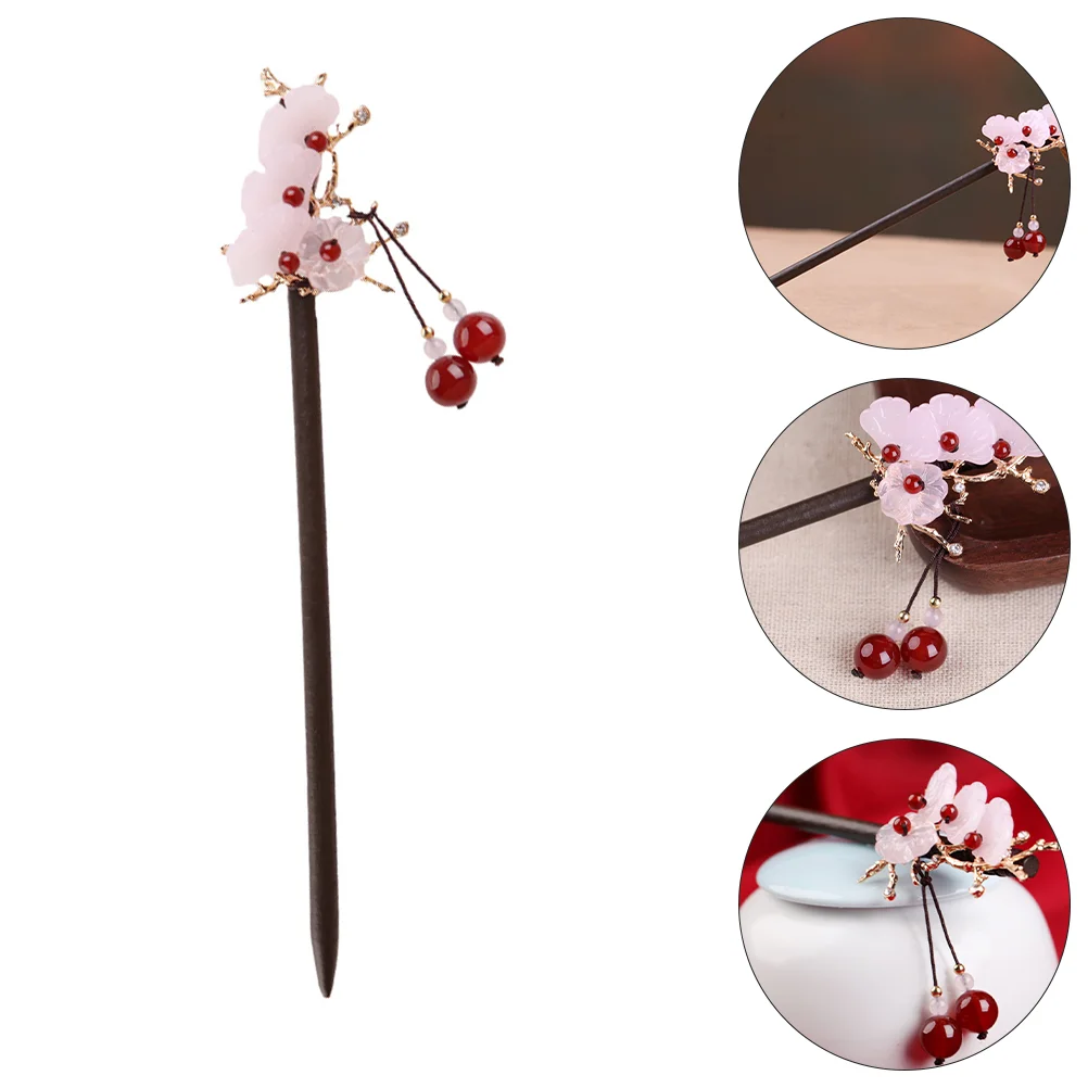 

Chinese Style Dangle Beads Hair Bun Holder Hairpin Flower Hair Chopstick