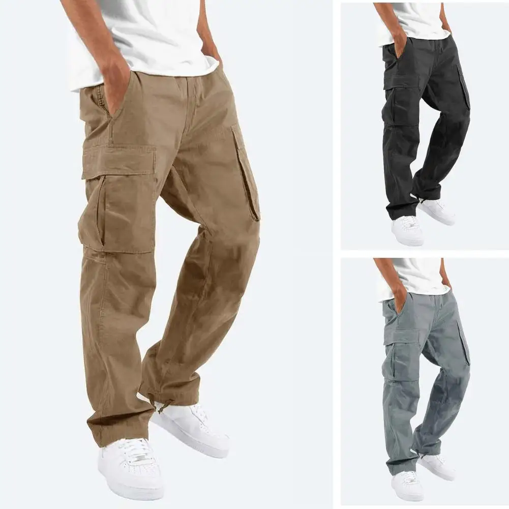 Male Simple Lace-up Bow-knot Cargo Pants Summer Joggers Pants Mid Waist Men Clothes