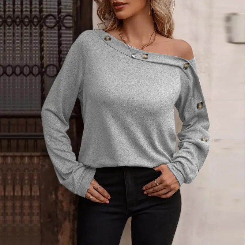 

Solid Color Casual Loose T-shirts For Women 2023 Autumn Vintage Women's Oversized T-Shirt Long Sleeve Female Tee Streetwear Tops