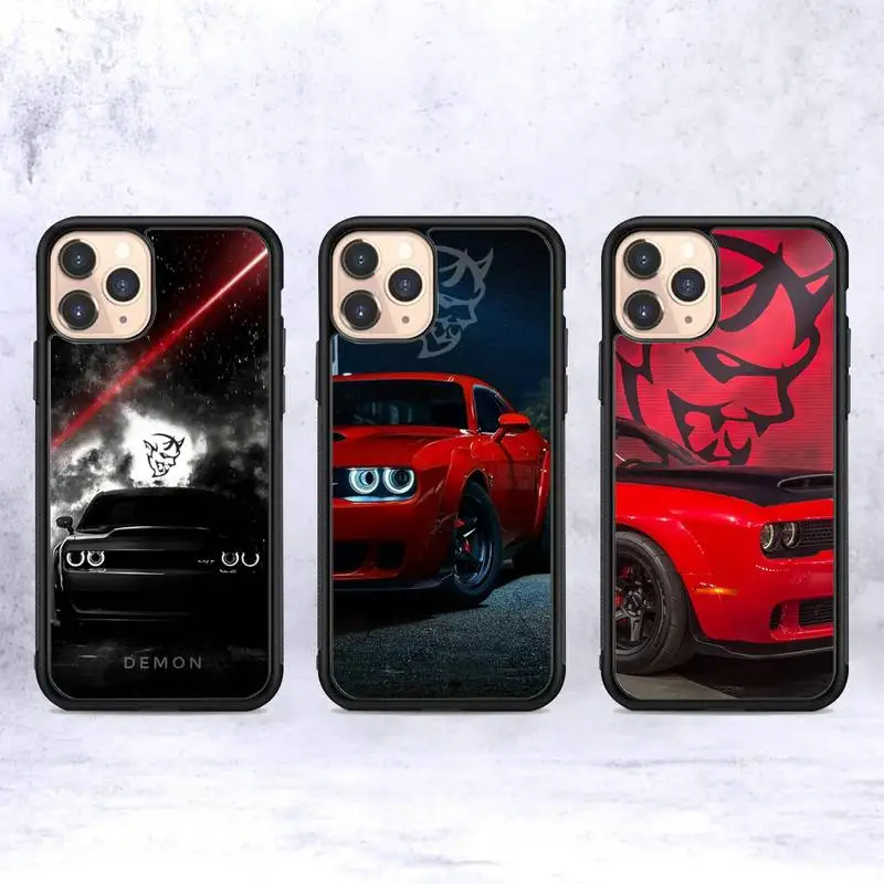 

US classic legend Muscle Car Challenger Demon SRT Phone Case Silicone PC+TPU Case for iPhone 11 12 13 Pro Max 8 7 6 Plus X SE XR