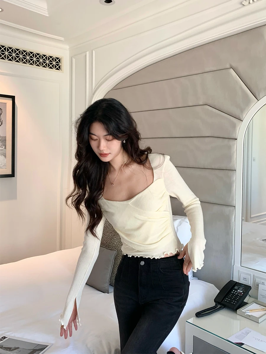 Norain без дождя дизайн крест лоскутный свитер с квадратным воротником нижняя