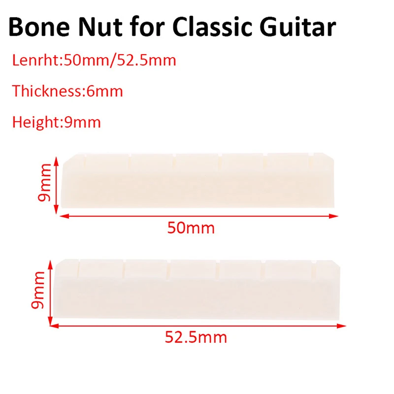 

1 PC Guitar Slotted Bone Nut For Classical Guitar 50MM / 52.5MM * 6MM * 9MM Classical Guitar Accessories