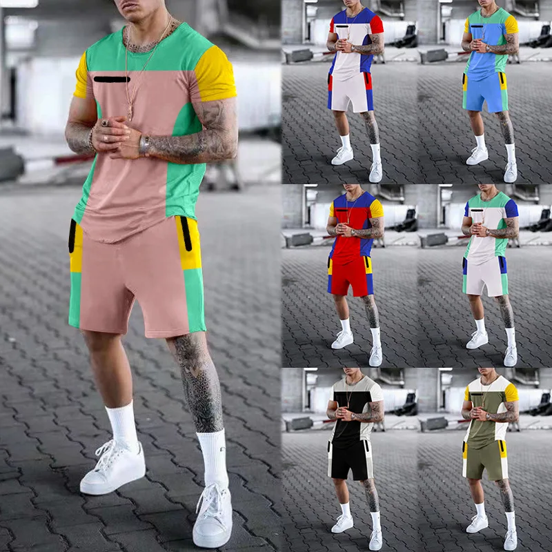 

Summer Trend Men's T-Shirt Short Sets Fashion Casual Man Clothing Tracksuit 2 Piece Suit Brand Sportswear Male Round Neck Blouse