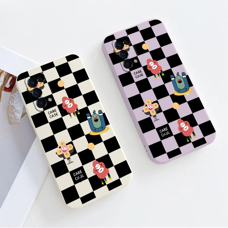 

Plaid Flower Case For OPPO Realme 6 6i 7 7i 7 8 Pro C12 C15 C25 C25S C20 C11 C1 F9 F9 F17 F19 F19 Pro Soft Silicone Phone Cover